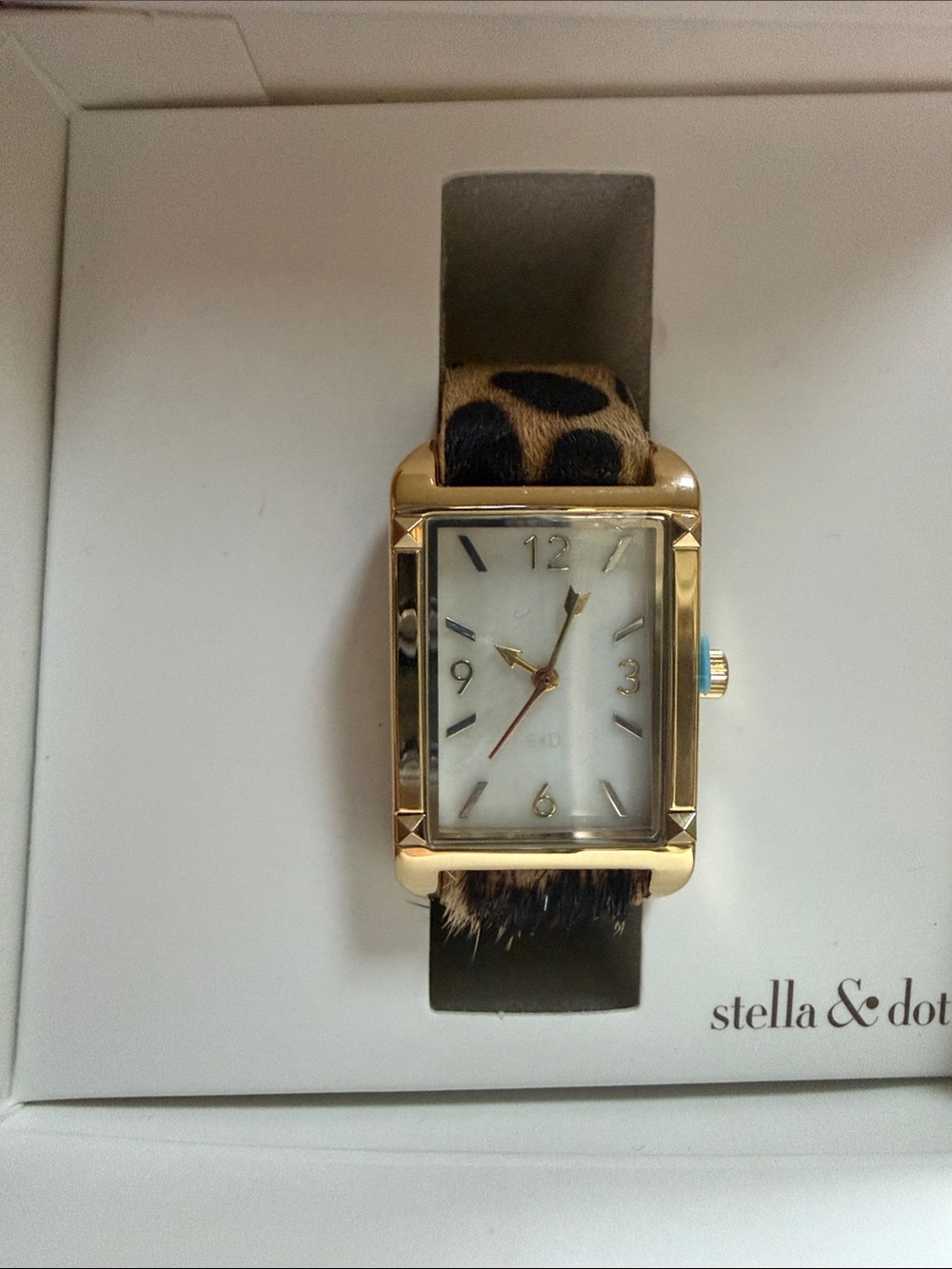 Stella & Dot Watch with Leopard Pattern Band
